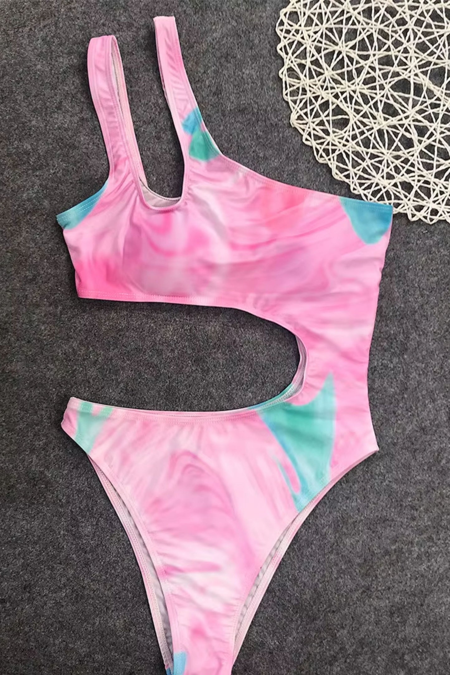 Women’s One-Shoulder Tie-Dye Swimsuit – Sexy Hollow Out One-Piece Bikini
