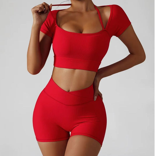 Seamless Activewear Ribbed Yoga Suit Women's Workout Gym Fitness Sets