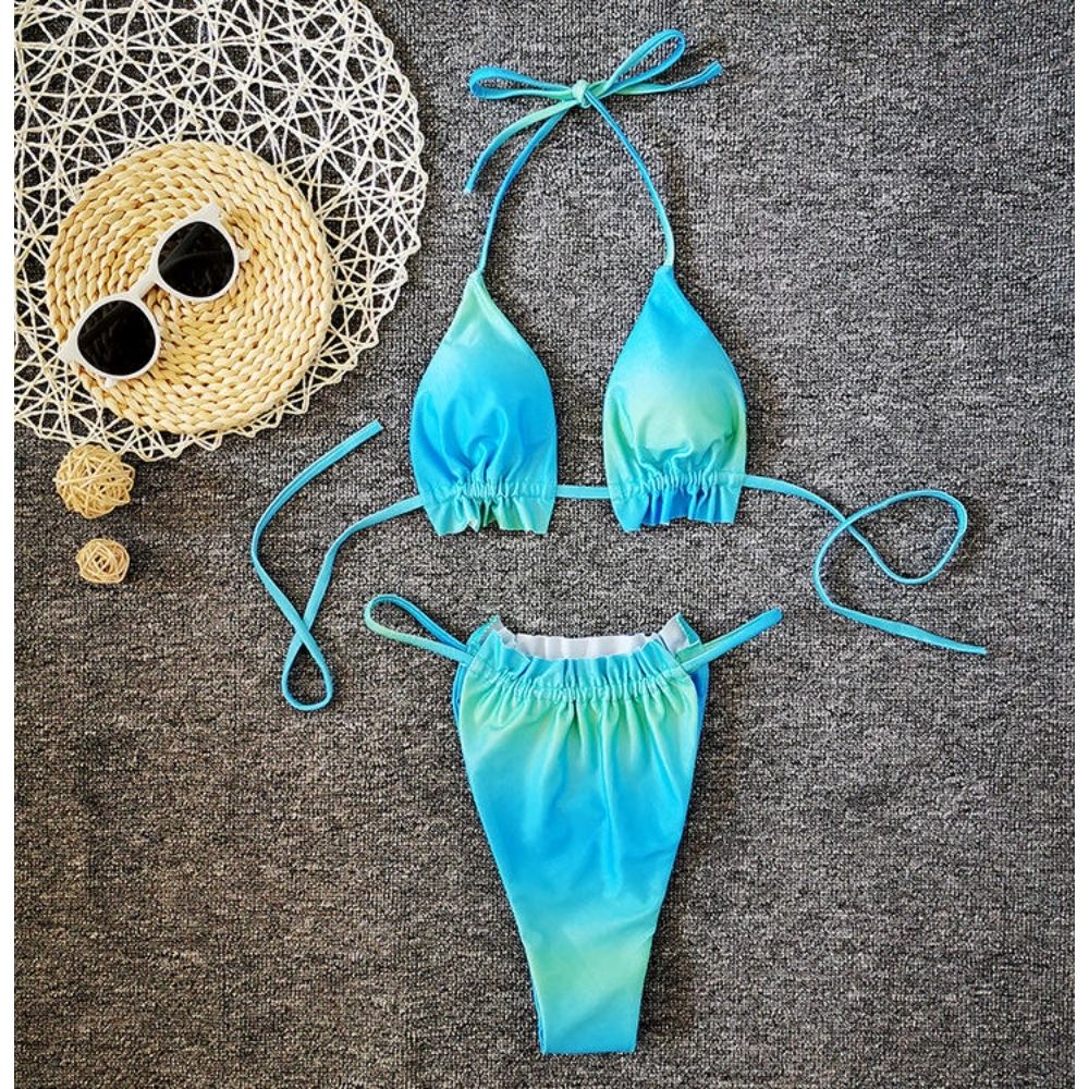 Women’s Swimwear – Ombre Blue String Sexy Micro Bikini Two Piece