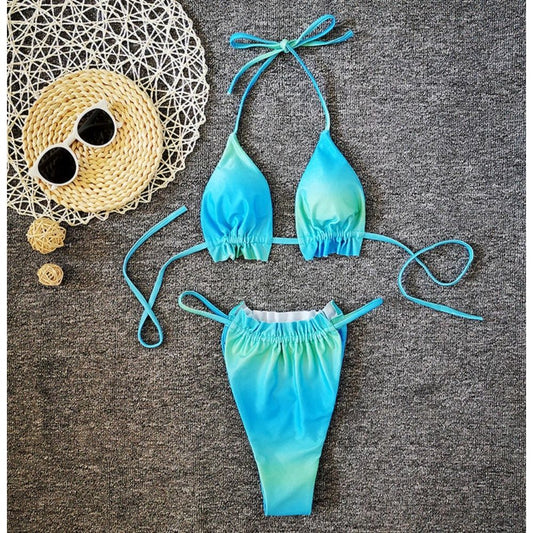 Women’s Swimwear – Ombre Blue String Sexy Micro Bikini Two Piece