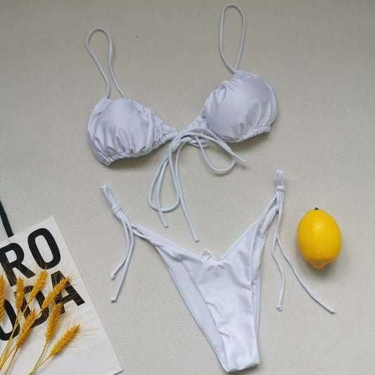 Summer Solid Color Swimwear – Sexy Micro Bikini for Women