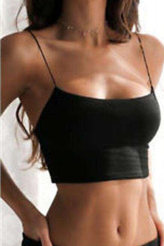 Women’s Sexy Sleeveless Tank Top – Solid Color Slim Fit Sling Crop Vest for Summer