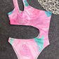 Women’s One-Shoulder Tie-Dye Swimsuit – Sexy Hollow Out One-Piece Bikini