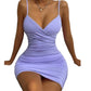 Elegant European Cut Backless Camisole Dress with Pleated Hip Design
