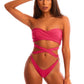 Pink Neon Bikini for Women – Sexy Strapless Bandage Swimwear Two-Piece Set