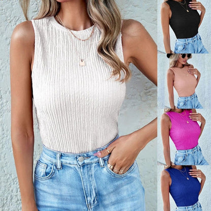Women’s U-Neck Slim Fit Tank Top – Solid Color Sleeveless Summer Casual Vest T-Shirt