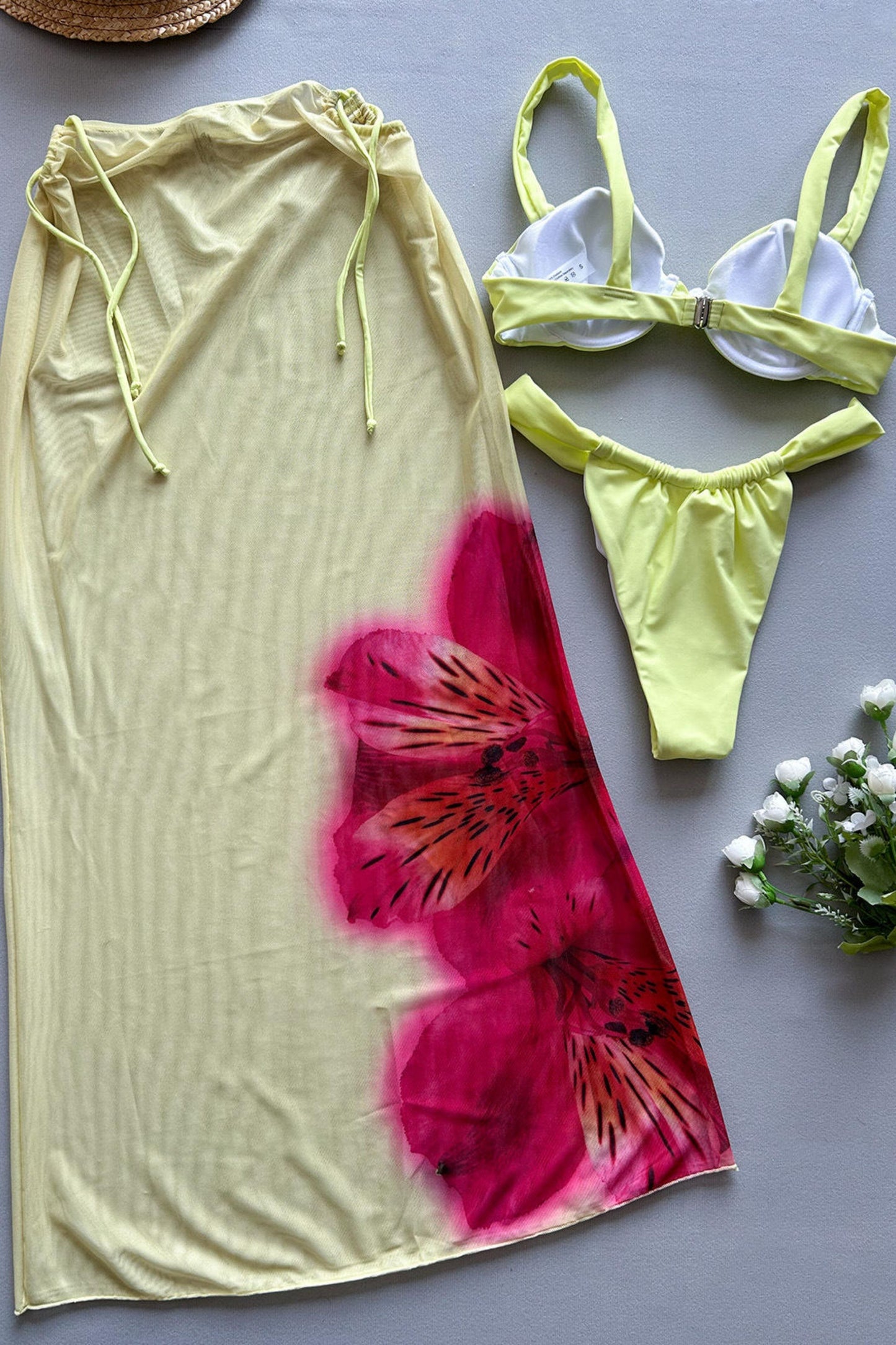 Sexy Women’s 3-Piece Swimsuit Set – Bikini with Long Dress Cover-Up Beachwear Bathing Suit