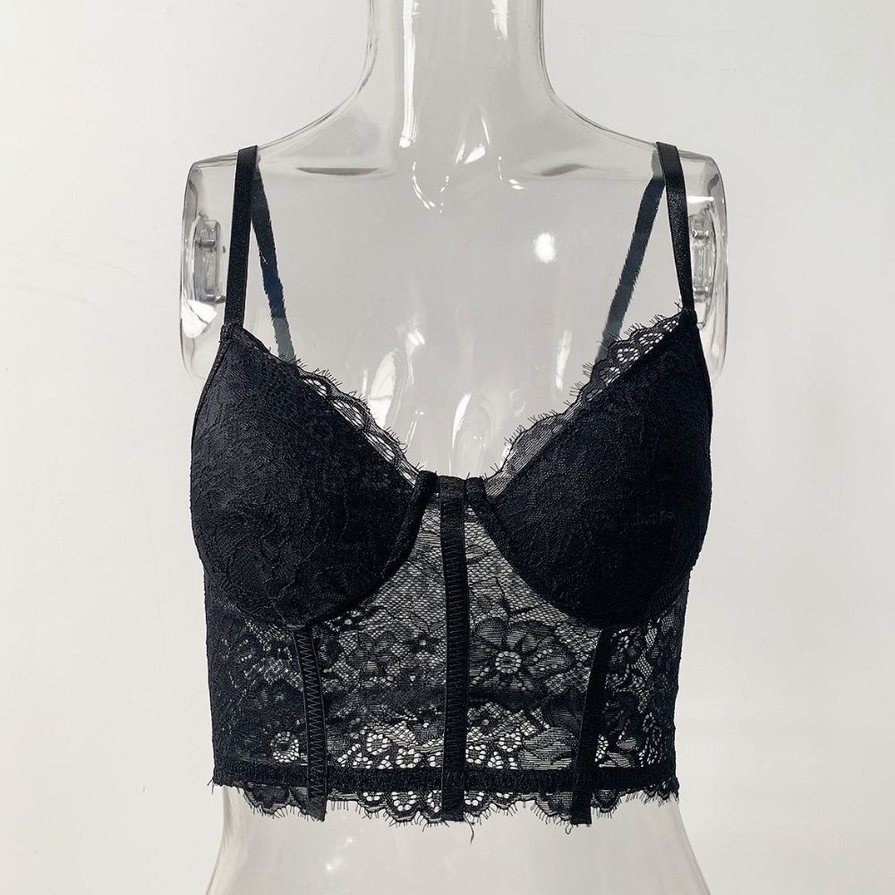 Pink Lace Corset Top for Women – Sexy Embroidered Bustier Tube Crop Bralette Sleeveless Party Top