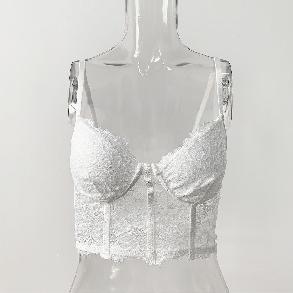 Pink Lace Corset Top for Women – Sexy Embroidered Bustier Tube Crop Bralette Sleeveless Party Top