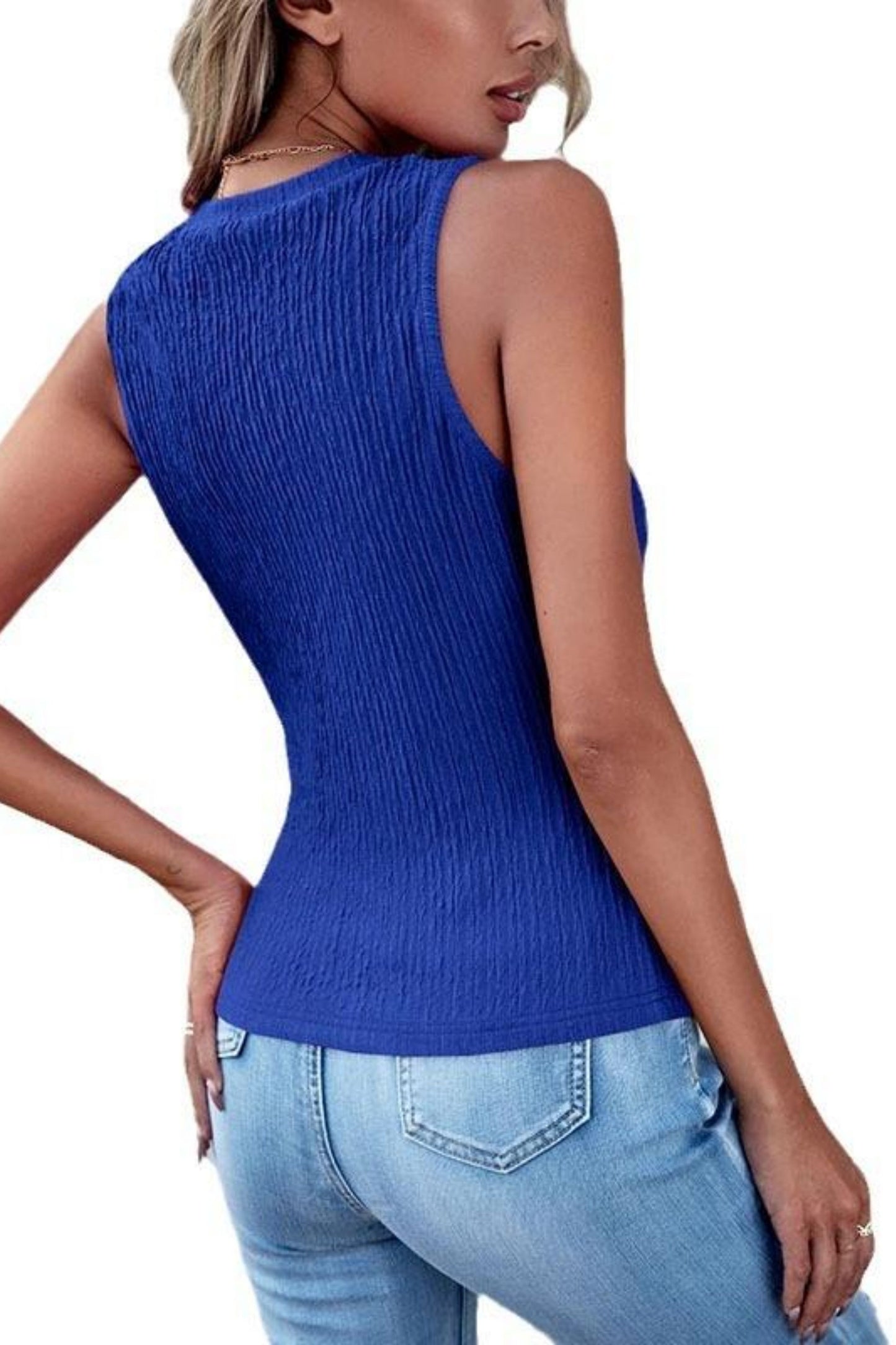 Women’s U-Neck Slim Fit Tank Top – Solid Color Sleeveless Summer Casual Vest T-Shirt