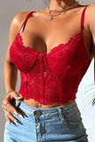 Pink Lace Corset Top for Women – Sexy Embroidered Bustier Tube Crop Bralette Sleeveless Party Top