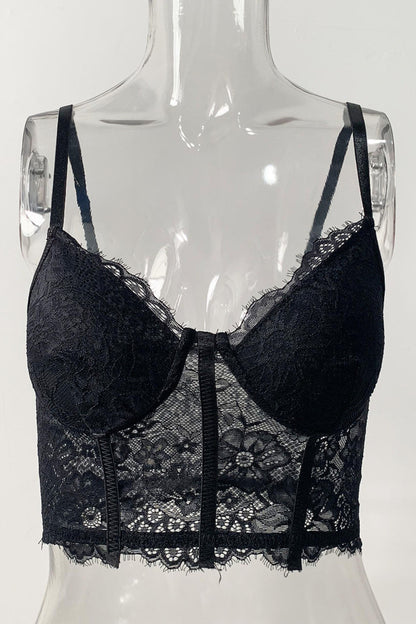 Pink Lace Corset Top for Women – Sexy Embroidered Bustier Tube Crop Bralette Sleeveless Party Top