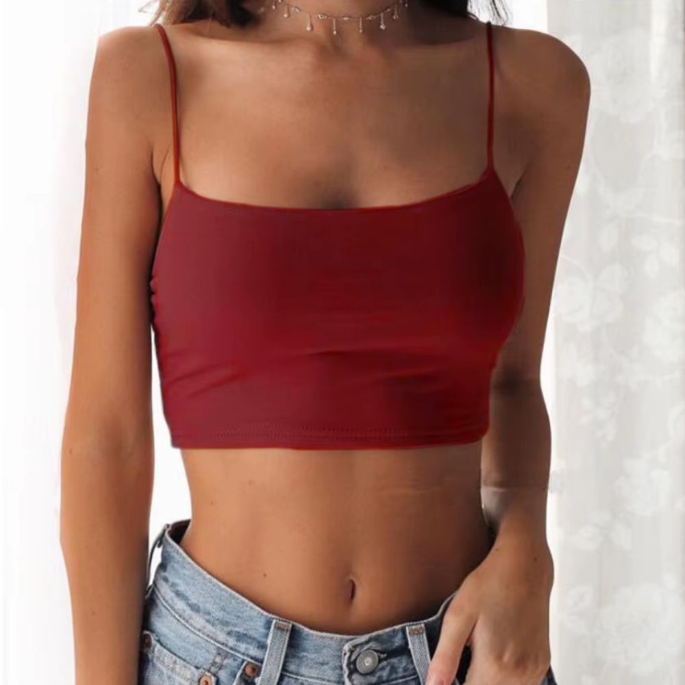 Women’s Sexy Sleeveless Tank Top – Solid Color Slim Fit Sling Crop Vest for Summer