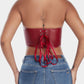 PU Leather Corset Top for Women – Sexy Boned Bustier Tank with Hook Neck & Front Closure Slimming Shapewear Blouse