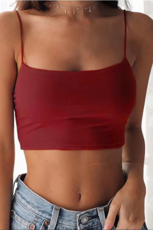 Women’s Sexy Sleeveless Tank Top – Solid Color Slim Fit Sling Crop Vest for Summer