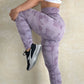 Women's High Waisted Seamless Camo Leggings,Purple Camouflage Print, Sculpting Stretch Workout Yoga Pant