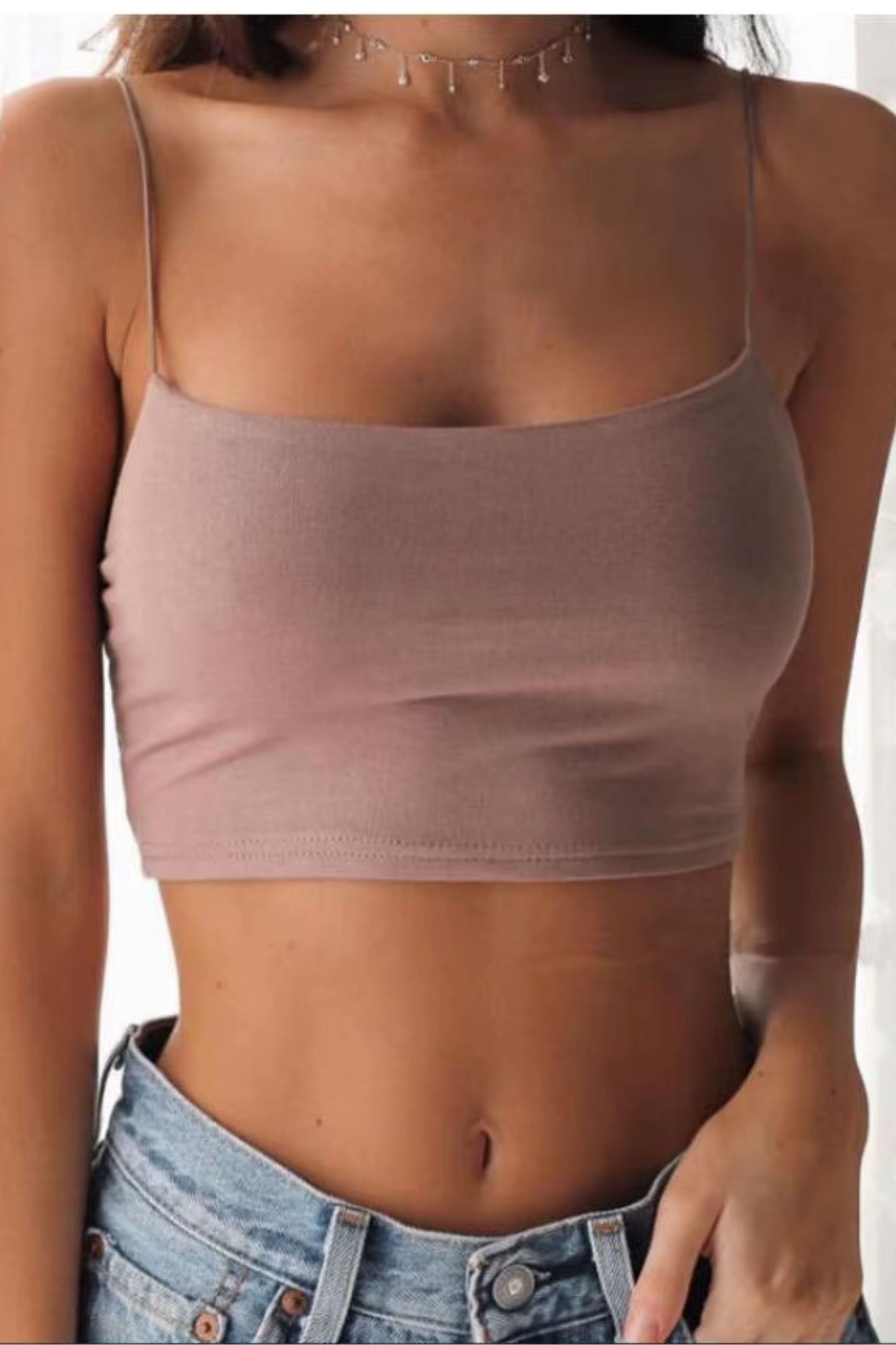 Women’s Sexy Sleeveless Tank Top – Solid Color Slim Fit Sling Crop Vest for Summer