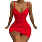 Elegant European Cut Backless Camisole Dress with Pleated Hip Design