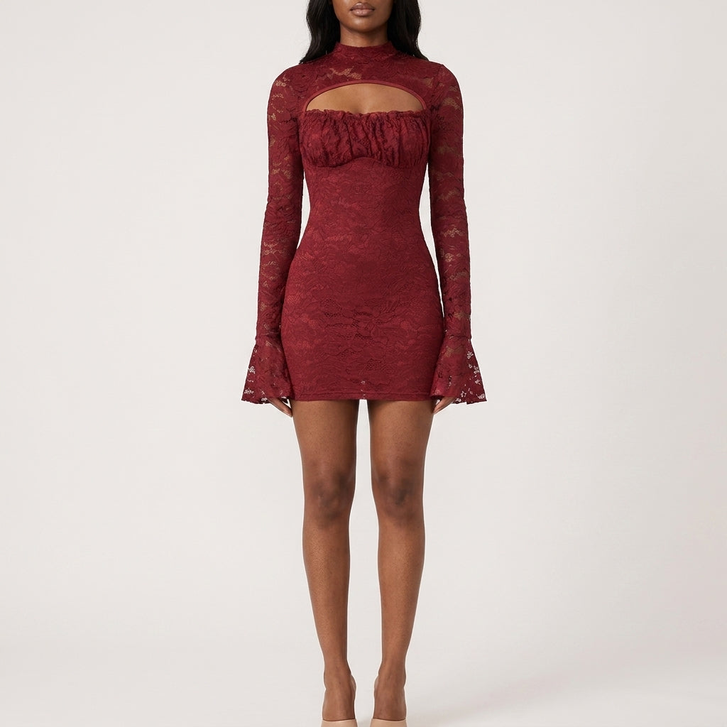 Women’s Sexy Lace Hollow Out Party Dress