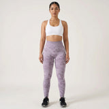 Women's High Waisted Seamless Camo Leggings,Purple Camouflage Print, Sculpting Stretch Workout Yoga Pant