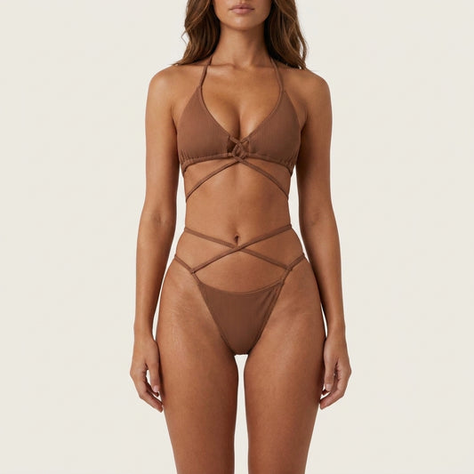 Women’s Bandage Ribbed Bikini – Sexy Two Piece Swimsuit