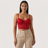 Pink Lace Corset Top for Women – Sexy Embroidered Bustier Tube Crop Bralette Sleeveless Party Top