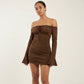 Elegant Long Sleeved Trumpet Skirt Dress – Chest Wrap Design Women’s Fashion