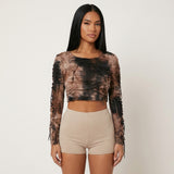 Women’s Tie Dye Crop Top – Slim Fit O-Neck Tassel T-Shirt | Street Style Summer Fashion