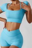 Seamless Activewear Ribbed Yoga Suit Women's Workout Gym Fitness Sets