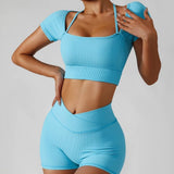 Seamless Activewear Ribbed Yoga Suit Women's Workout Gym Fitness Sets