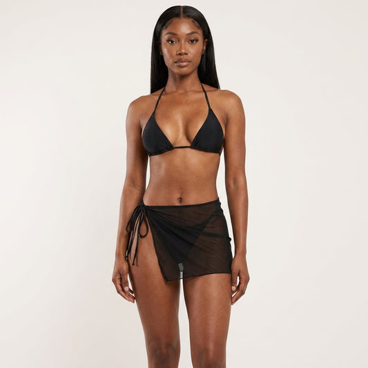 Sexy Women Swimwear 2021 – Solid Color 3-Piece Micro Bikini with Cover-Up