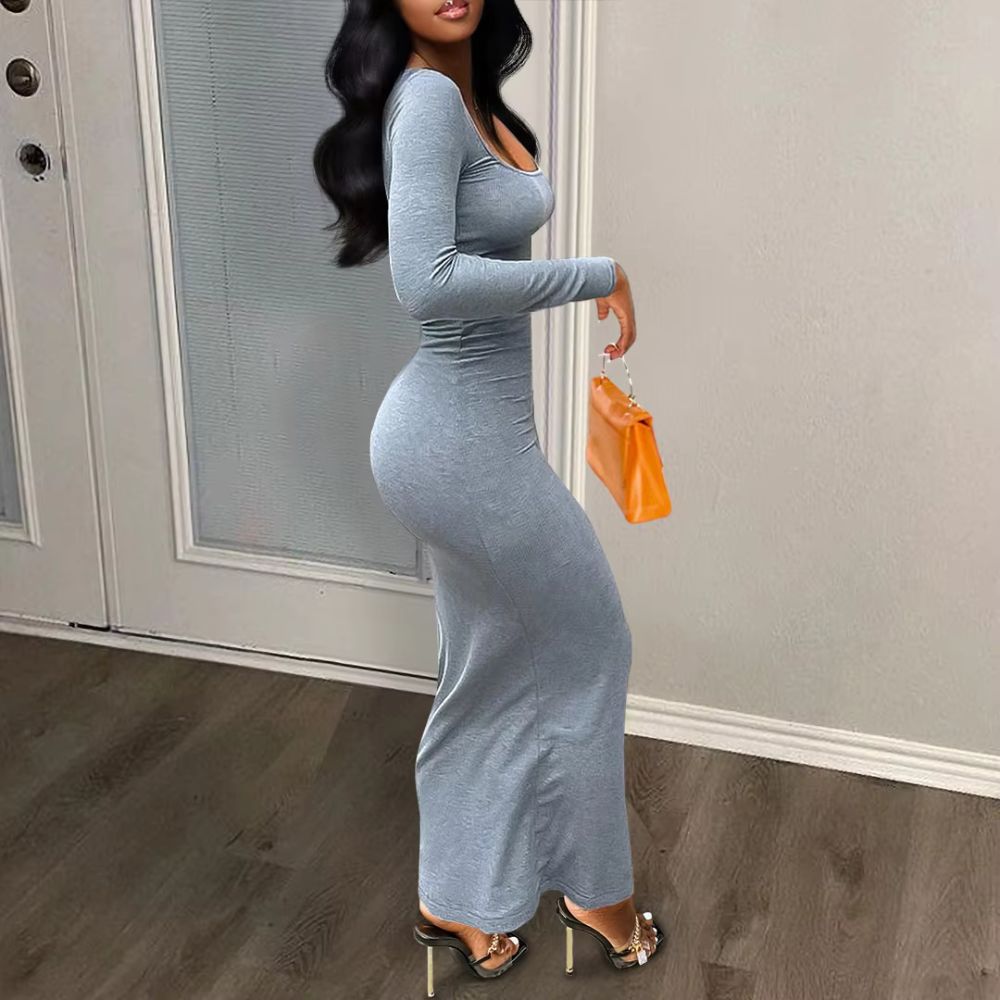 Hot Selling Women's Casual Dress – Solid Color Small Pit Stripe Fashion Cross-Border Wear