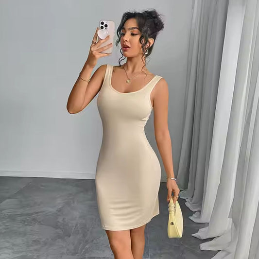 Women’s U-Neck Backless Split Slip Dress