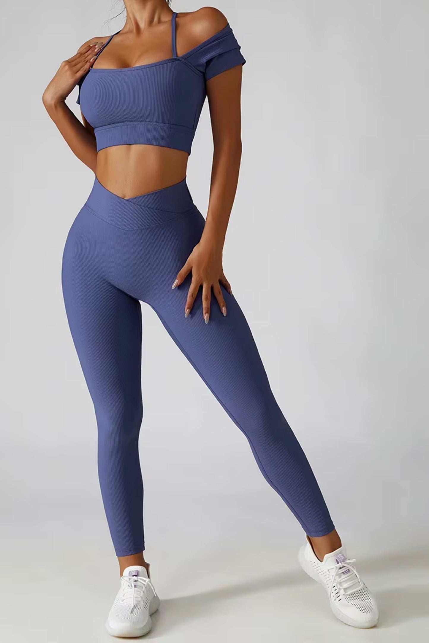 Seamless Activewear Ribbed Yoga Suit Women's Workout Gym Fitness Legging Sets