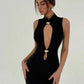Women’s Hollow Black Sleeveless Bodycon Party Dress