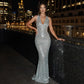 Women’s Sleeveless V-Neck Sequin Evening Dress