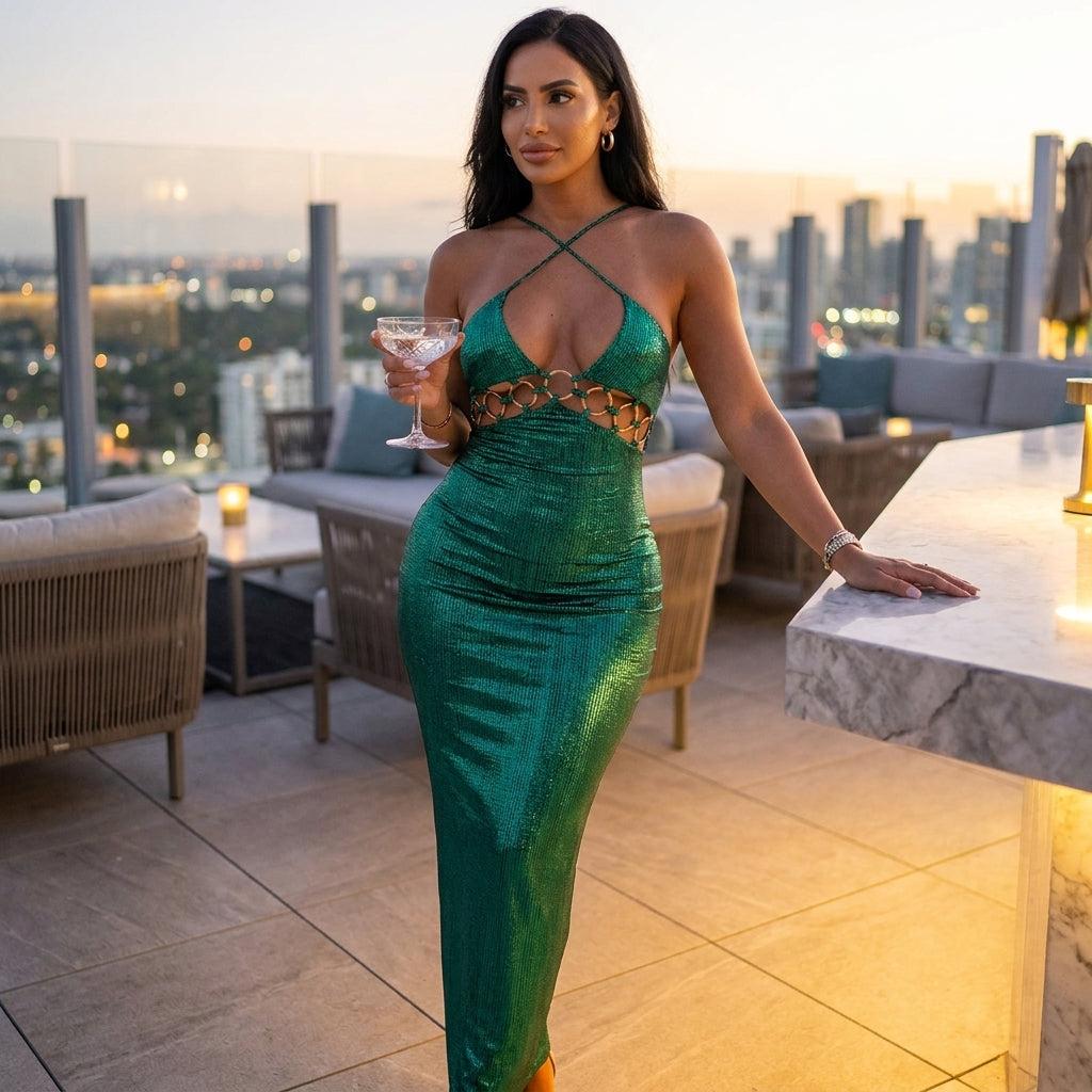 Women’s Sleeveless V-Neck Party Dress