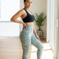 Women's High Waisted Seamless Camo Leggings, Green Camouflage Print, Sculpting Stretch Workout Yoga Pants