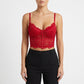 Pink Lace Corset Top for Women – Sexy Embroidered Bustier Tube Crop Bralette Sleeveless Party Top