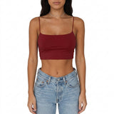 Women’s Sexy Sleeveless Tank Top – Solid Color Slim Fit Sling Crop Vest for Summer