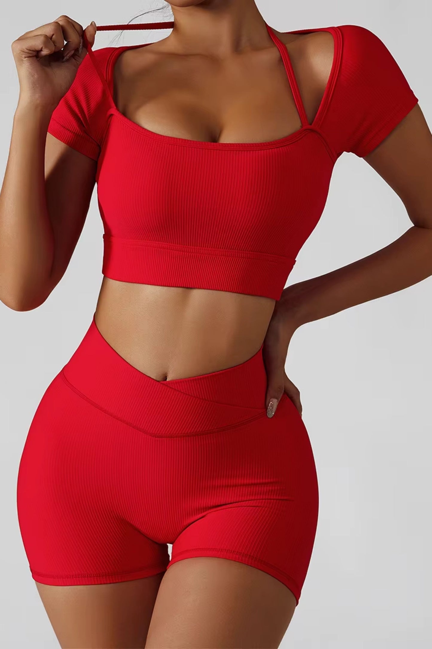 Seamless Activewear Ribbed Yoga Suit Women's Workout Gym Fitness Sets