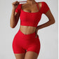 Seamless Activewear Ribbed Yoga Suit Women's Workout Gym Fitness Sets