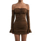 Elegant Long Sleeved Trumpet Skirt Dress – Chest Wrap Design Women’s Fashion