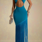 Fashion European American Women’s Summer Dress – Strapless Bandage Tassel Design