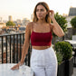 Women’s Sexy Sleeveless Tank Top – Solid Color Slim Fit Sling Crop Vest for Summer