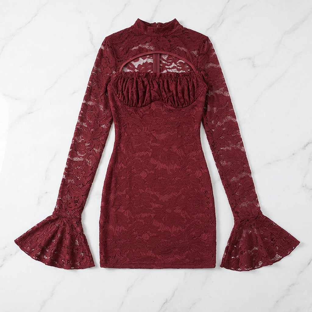Women’s Sexy Lace Hollow Out Party Dress