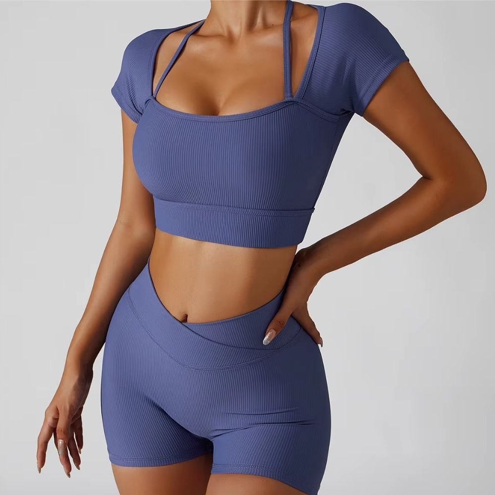 Seamless Activewear Ribbed Yoga Suit Women's Workout Gym Fitness Sets