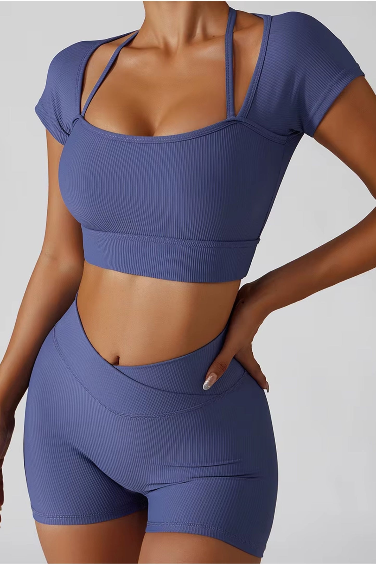Seamless Activewear Ribbed Yoga Suit Women's Workout Gym Fitness Sets