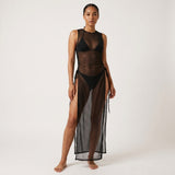 Sexy Women Mesh Swimwear – 3 Piece Bikini Set with High Leg Cut & Cover Up Dress