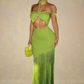 Fashion European American Women’s Summer Dress – Strapless Bandage Tassel Design